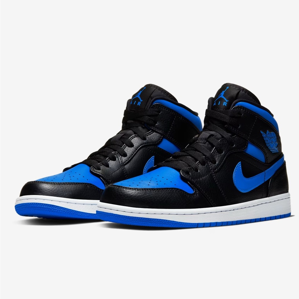 Nike Air Jordan 1 Mid Royal Blue with Royal Blue - High Top